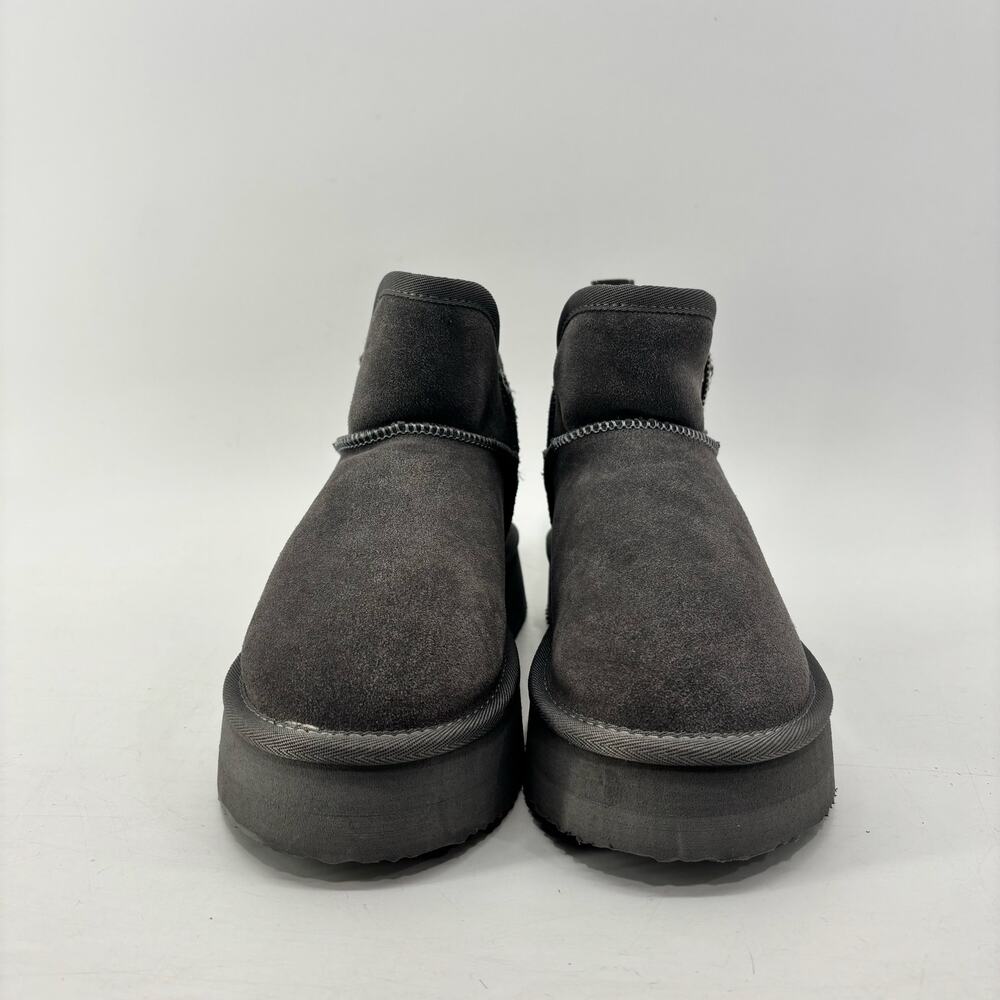 Women’s Suede Booties Size 7 Gray Genuine Leather Winter Comfort - Picture 4 of 12